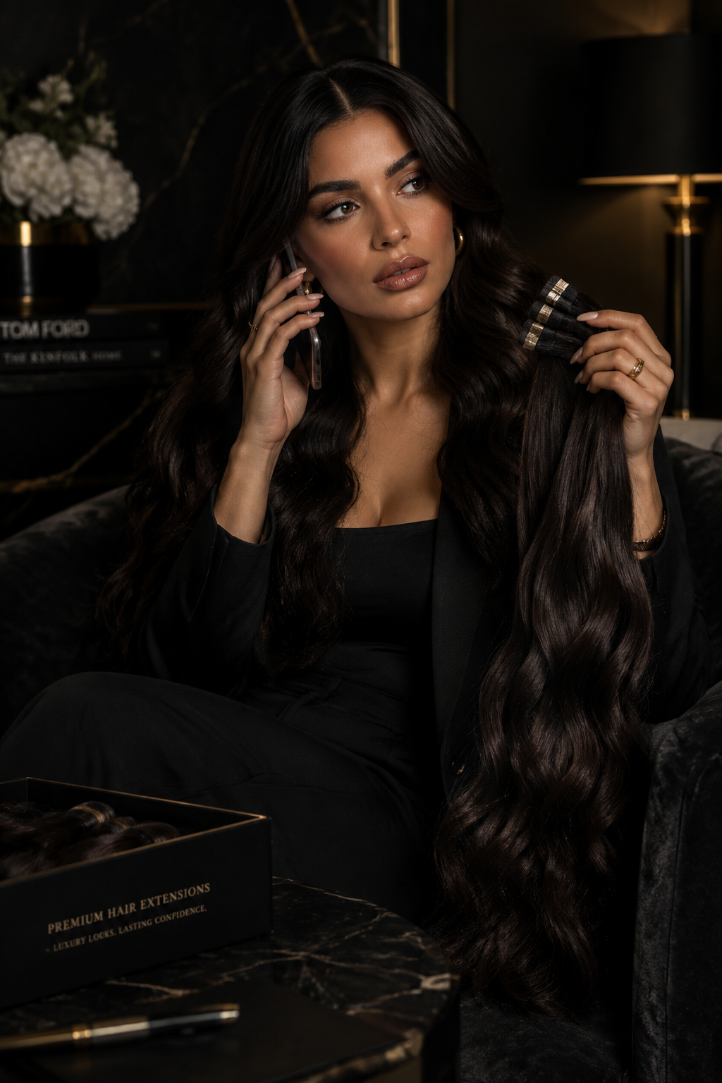 Model Holding Angel Couture Genius Weft
